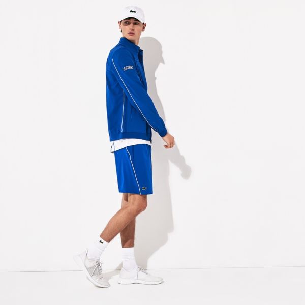 Lacoste SPORT Novak Djokovic Textured Zip Jacket - Bunda Pánské Blankyt / Bílé | CZ-PUm9ny